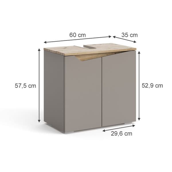 Enkel underskapsmöbel Marelle, 60x57.5cm med 2 dörrar, Grège, Ek Artisan, Vicco