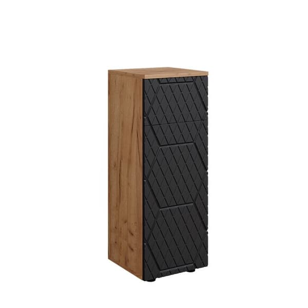 Badrumsfurniture Irma, 30x81cm med 1 låda, 2 fack, badrum, Antracit randig, Guld ek stark, Vicco