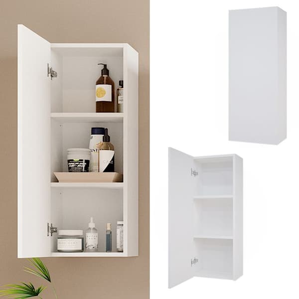 Väggskåp för badrum Gloria, 33x84cm med 2 hyllor, Vit, Vit, Vicco