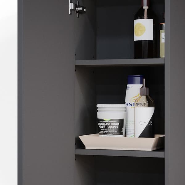 Väggskåp för badrum Gloria, 33x84cm med 2 hyllor, Antracit, Antracit, Vicco
