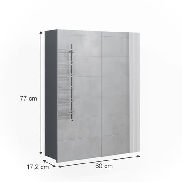 Toalettsskåp Freddy, 60x77cm, Antracit Hög glans, Antracit, Vicco