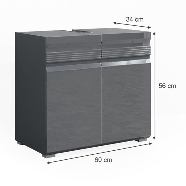 Simpelt tvättställsskåp Freddy, 60x60cm, högblank antracit, antracit, Vicco