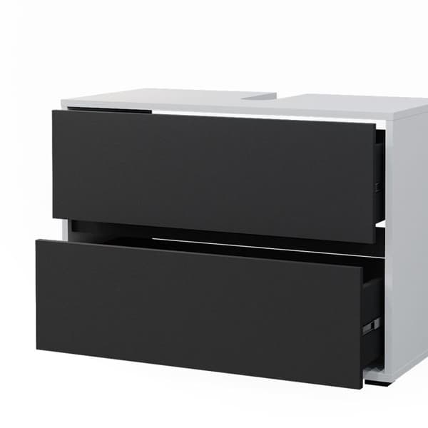 Enkel Maltin tvättställsskåp, 80.2x58.2cm med två stora lådor, vit/kol, Vit, Vicco