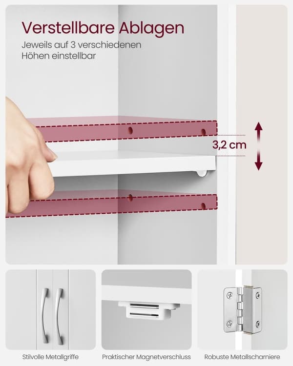 Rootz Badeværelsesskab - MDF Opbevaringsenhed - Organizer - Pladsbesparende - 30cm x 60cm x 60cm