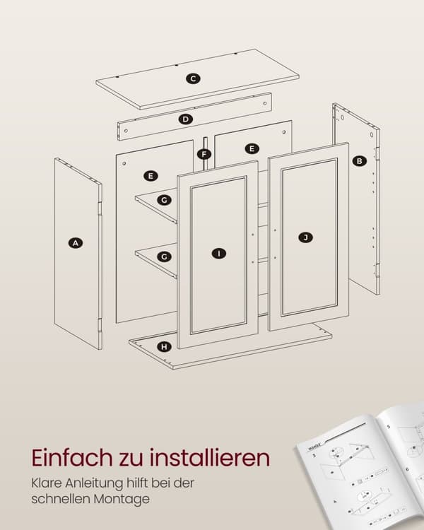 Rootz Badeværelsesskab - MDF Opbevaringsenhed - Organizer - Pladsbesparende - 30cm x 60cm x 60cm