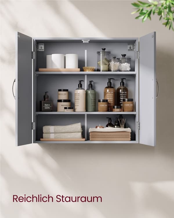Rootz Dove Grey Badeværelsesskab - Opbevaringsorganisering - MDF møbel - 18cm x 60cm x 60cm - Letvægts - Nem montering