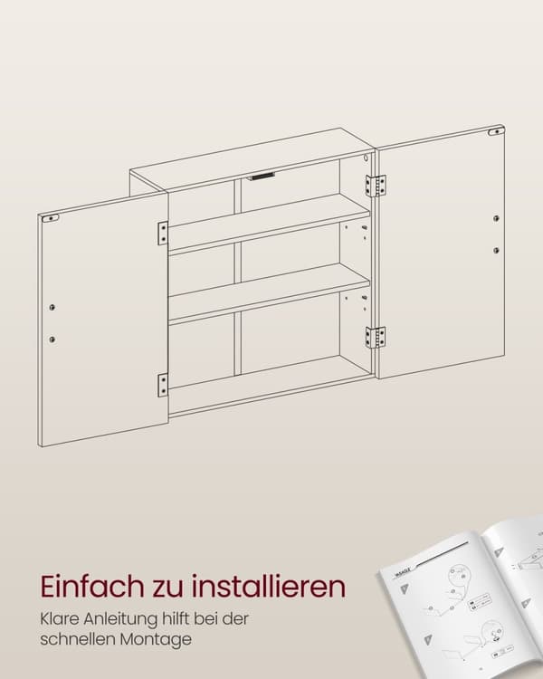 Rootz Dove Grey Badeværelsesskab - Opbevaringsorganisering - MDF møbel - 18cm x 60cm x 60cm - Letvægts - Nem montering