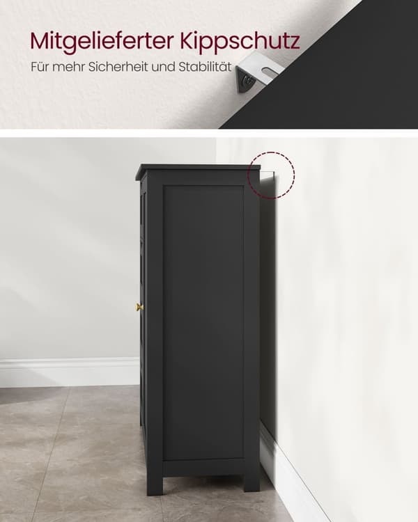 Rootz badrumsskåp - Förvaringsenhet - MDF-möbler - 30 cm x 55 cm x 82 cm - Bläcksvart - 13,3 kg - 45 kg Hyllkapacitet - Enkel montering