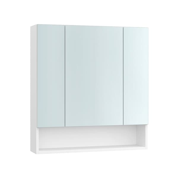 Rootz Cloud White Badrumsskåp - Förvaringsenhet - Spånskiva, Glas - Modern Design - 16,5 cm x 70 cm x 75 cm