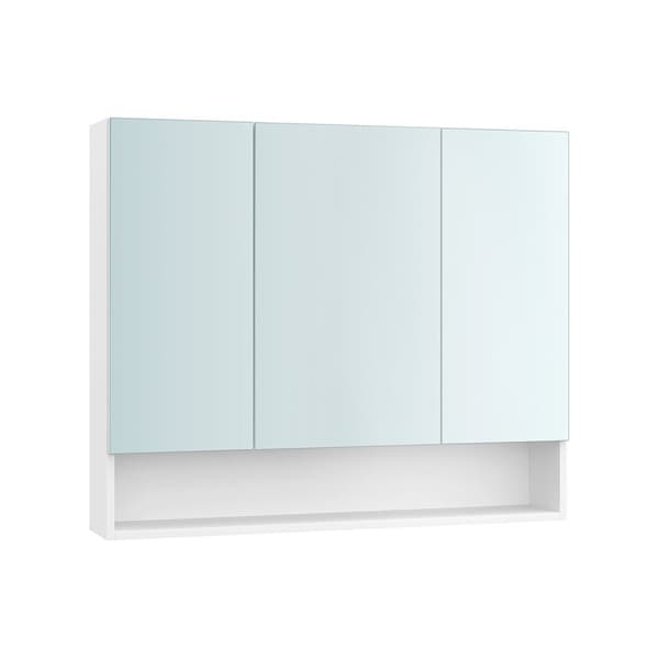 Rootz Cloud White Badeværelsesskab - Opbevaringsenhed - Spånplade - Glas - 16,5 cm x 90 cm x 75 cm - Letvægts - Maks. Statisk belastning 15 kg