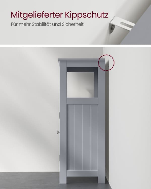 Rootz Dove Grey Badeværelsesskab - MDF-møbler - Opbevaringsorganisator - Justerbar hylde - 30 cm x 60 cm x 80 cm - Letvægts 12,2 kg