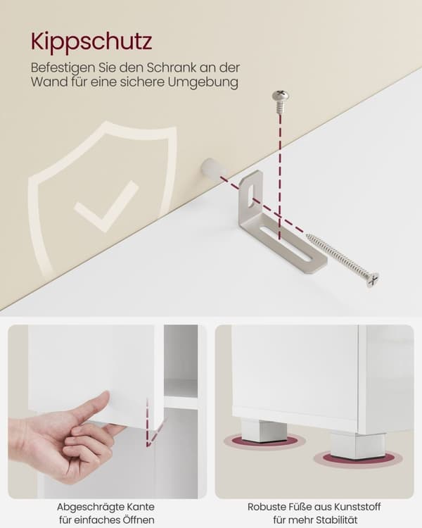 Rootz Classic White Badeværelsesskab - Opbevaringsenhed - MDF møbel - 10 kg bæreevne - 30 cm x 30 cm x 170 cm