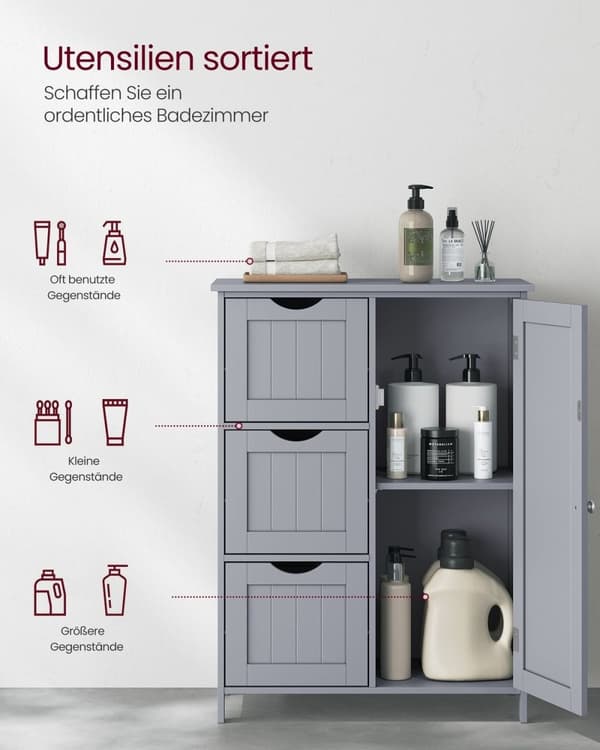 Rootz MDF Badeværelsesskab - Dove Grey - Opbevaringsorganisering - Justerbar hylde - 30cm x 60cm x 81cm. Vægt: 14,2 kg. Max belastning: 40 kg øverste