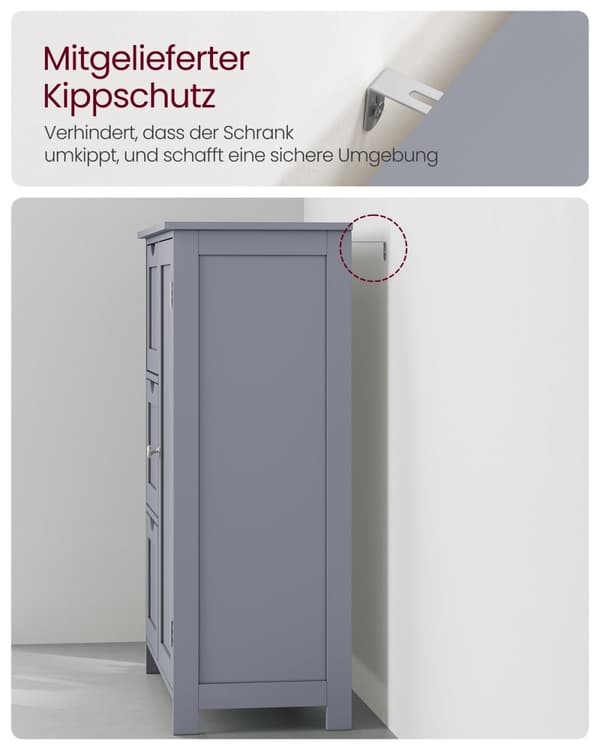 Rootz MDF Badeværelsesskab - Dove Grey - Opbevaringsorganisering - Justerbar hylde - 30cm x 60cm x 81cm. Vægt: 14,2 kg. Max belastning: 40 kg øverste