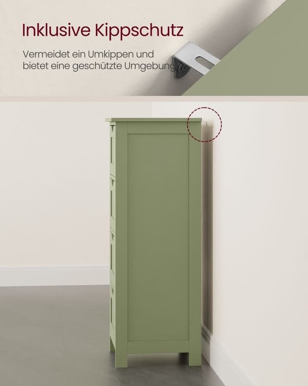 Rootz Laurel Green Badrumsskåp - MDF-förvaringsenhet - Handduksskåp - 30 cm x 30 cm x 82 cm - 8,3 kg - Max. Kapacitet på 45 kg översta hyllan