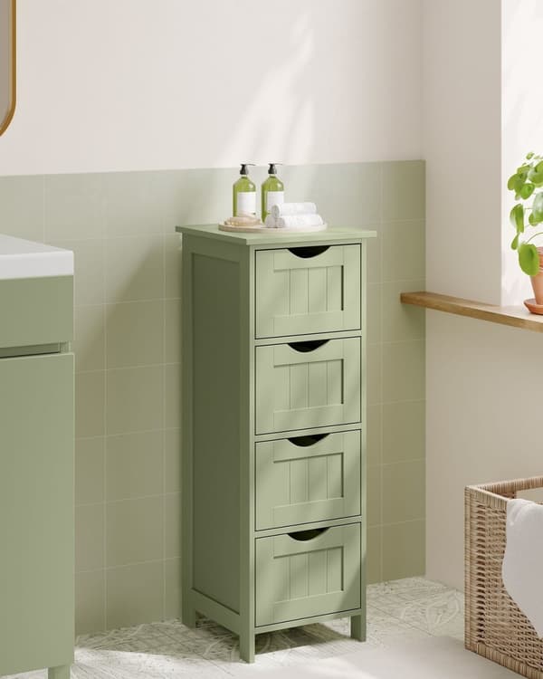 Rootz Laurel Green Badrumsskåp - MDF-förvaringsenhet - Handduksskåp - 30 cm x 30 cm x 82 cm - 8,3 kg - Max. Kapacitet på 45 kg översta hyllan