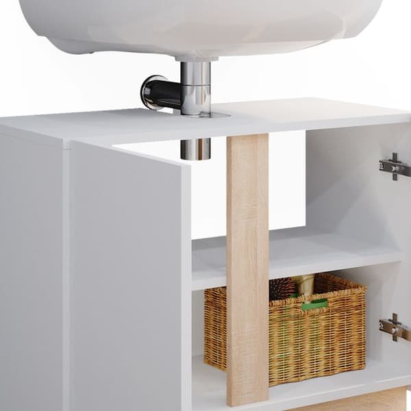 Enkel Gloria under vask möbel, 70.4x55.5cm med 2 dörrar, Vit, Sonoma, Vicco