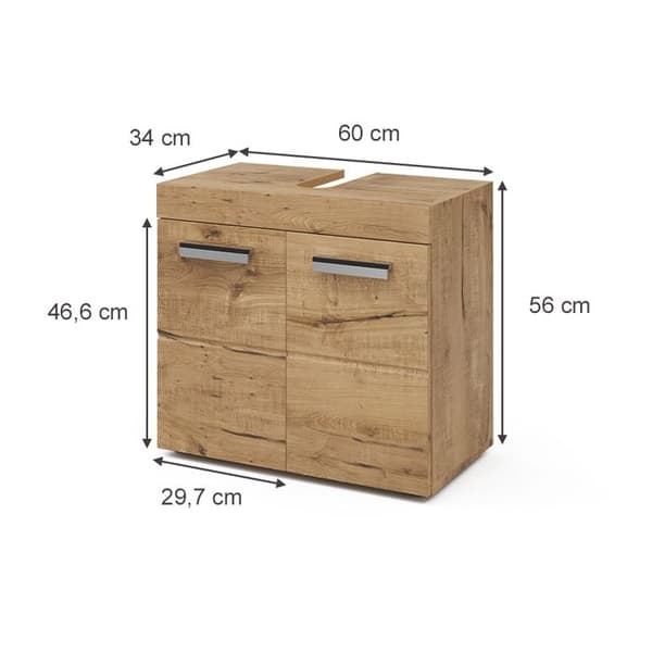 Enkel Luna tvättpall, 60x56cm, Wotan-ek, Vicco