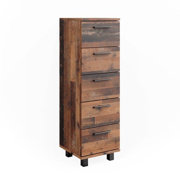 Förvaringsmöbel för badrum Ilias, 30x95cm med 5 lådor, Rustik ek, Vicco