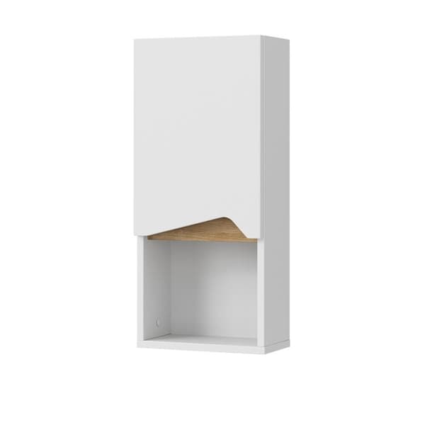 Väggskåp Marelle, 30x67cm med dörr och öppen fack, Vit, Artisan-ek, Vicco