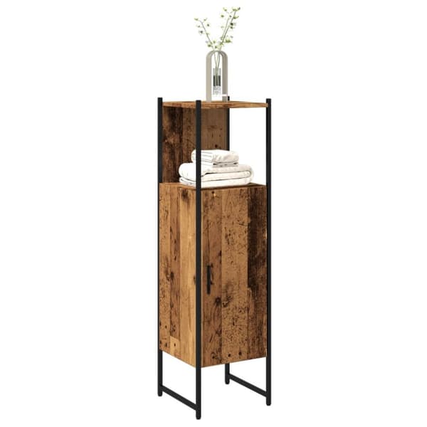 vidaXL Kylpyhuoneen kaappi vanha puu 33x33x120,5 cm tekninen puu