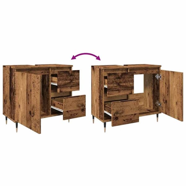 vidaXL Baderomsskap gammelt tre 65x33x60 cm konstruert tre