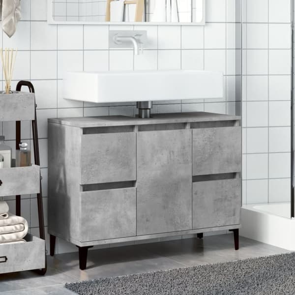 vidaXL Servantskap betonggrå 80x33x60 cm konstruert tre