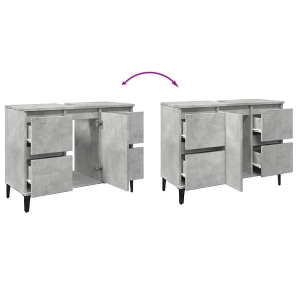 vidaXL Servantskap betonggrå 80x33x60 cm konstruert tre