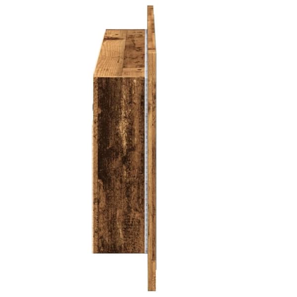 vidaXL spejlskab m. LED-lys 90x12x45 cm konstrueret træ antikt træ