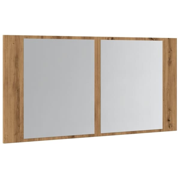 vidaXL spejlskab m. LED-lys 90x12x45 cm konstrueret træ kunsteg
