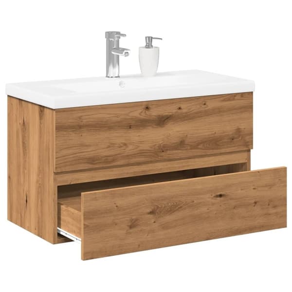 vidaXL Servantskap med innebygd kum artisan eik