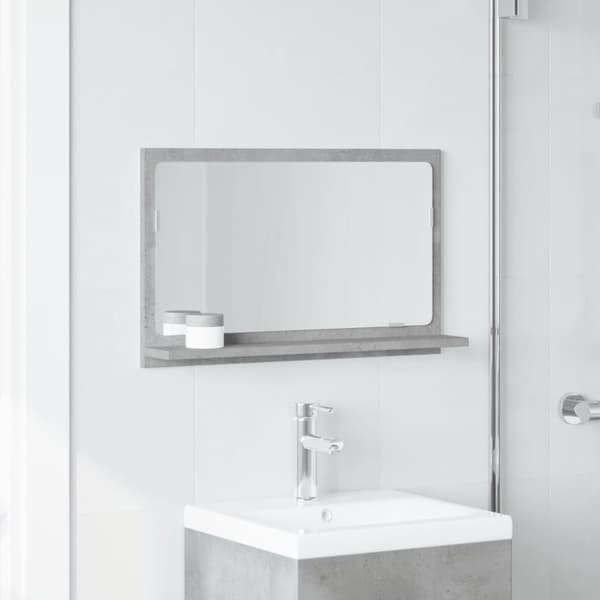 vidaXL Baderomshylle med speil betonggrå 60x11x37 cm konstruert tre