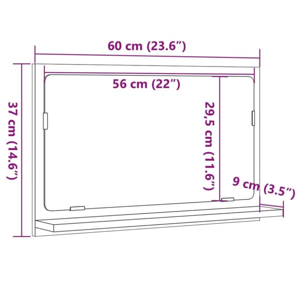vidaXL badeværelsesskab med spejl 60x11x37 cm konstrueret træ betongrå