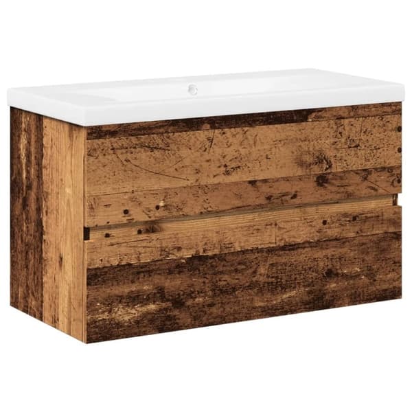 vidaXL underskab med indbygget håndvask 81x39,5x49 cm antikt træ