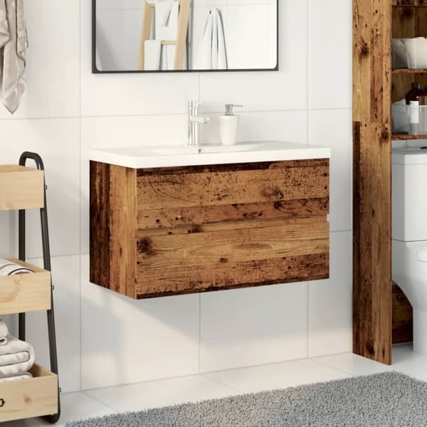 vidaXL underskab med indbygget håndvask 81x39,5x49 cm antikt træ