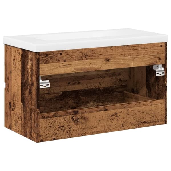 vidaXL underskab med indbygget håndvask 81x39,5x49 cm antikt træ