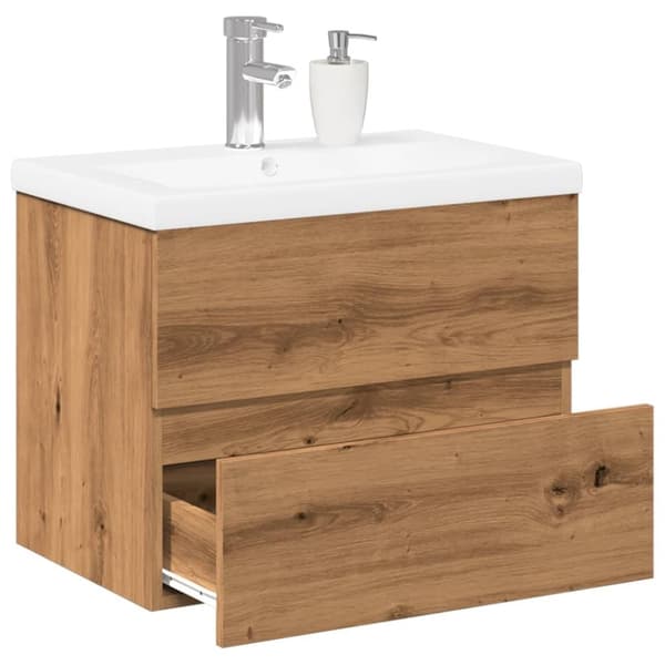 vidaXL Servantskap med innebygd kum artisan eik