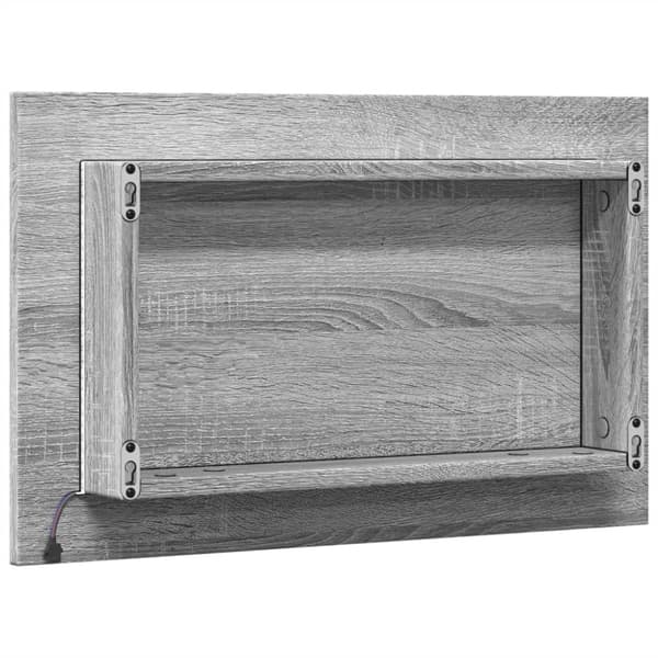 vidaXL Badrumsspegel med LED grå sonoma 60x8,5x38 cm konstruerat trä