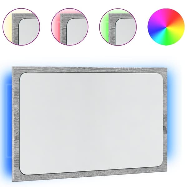 vidaXL Baderomsspeil med LED grå sonoma 60x8,5x38 cm konstruert tre