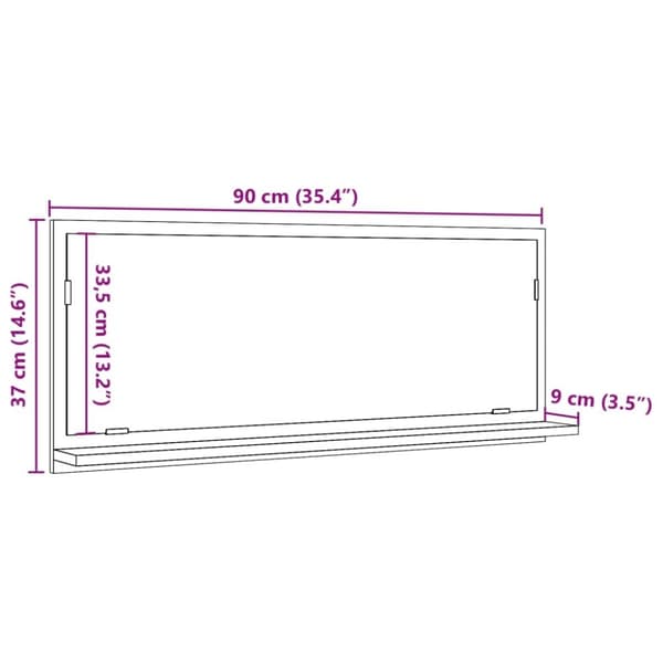 vidaXL Kylpyhuoneen peilikaappi betoninharmaa 90x11x37 cm tekninen puu