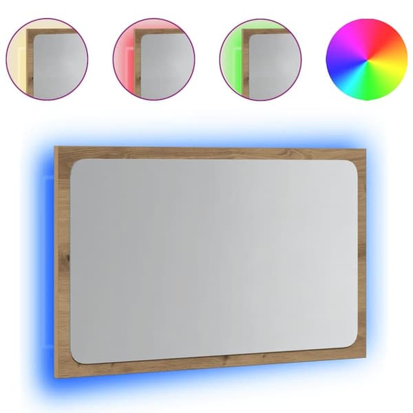 vidaXL badeværelsesspejl med LED-lys 60x8,5x38 cm kunsteg
