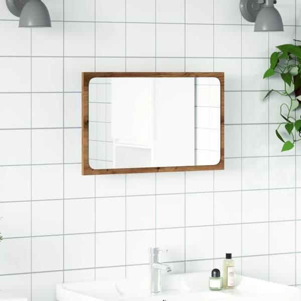 vidaXL badeværelsesspejl med LED-lys 60x8,5x38 cm kunsteg