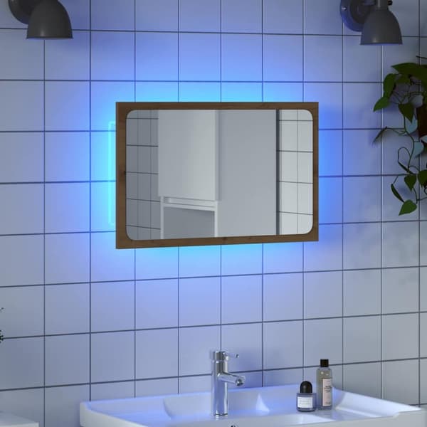 vidaXL badeværelsesspejl med LED-lys 60x8,5x38 cm kunsteg