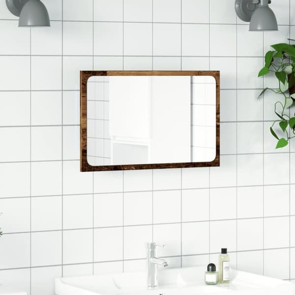 vidaXL Baderomsspeil med LED-lys betonggrå 60x8,5x38 cm