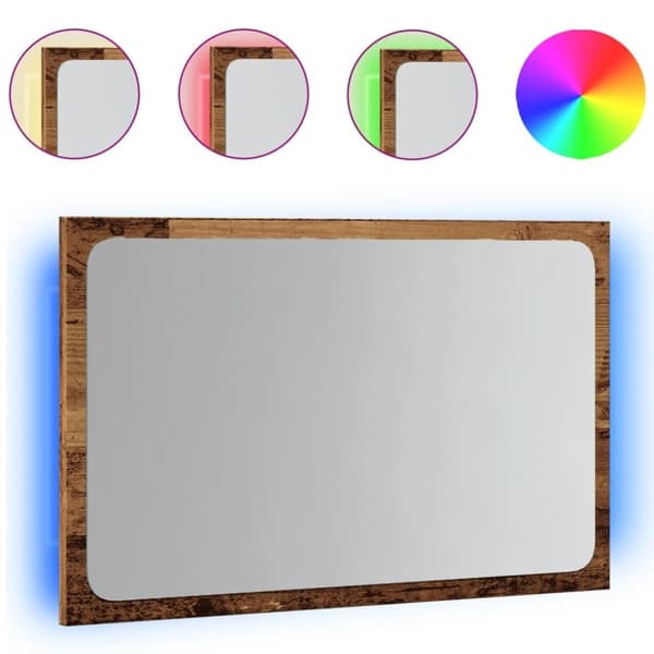 vidaXL Baderomsspeil med LED-lys betonggrå 60x8,5x38 cm