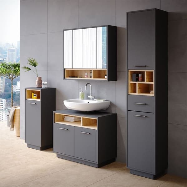 Badrumsmöbel Beatrice, 30x93cm, Antracit, Antracit, Vicco