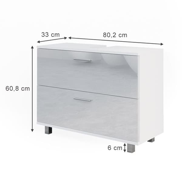 Meuble under sink simple Ilias, 33x60.8cm, Vit högglans, Vicco