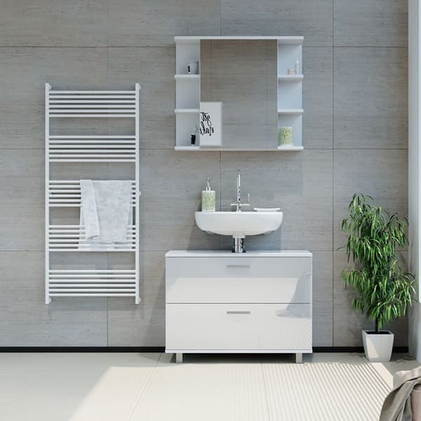 Meuble under sink simple Ilias, 33x60.8cm, Vit högglans, Vicco