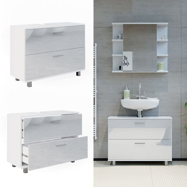 Meuble under sink simple Ilias, 33x60.8cm, Vit högglans, Vicco