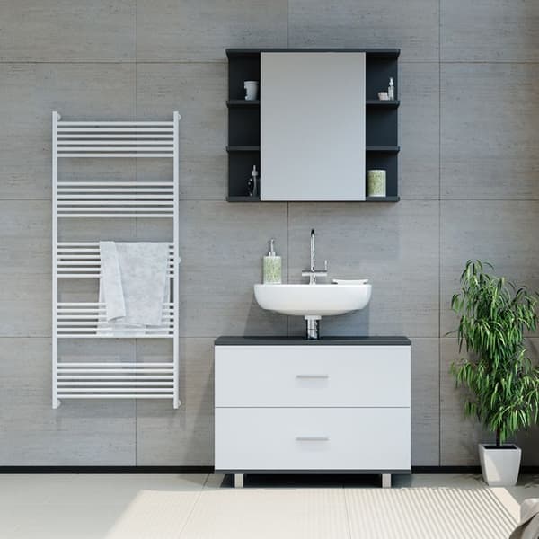 Enkel Ilias underskåp, 80x60,8 cm, Antracit/vit, Vit, Vicco